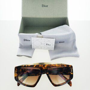 Christian Dior Women's Brown Tortoise Shell Sunglasses with Gold Trim